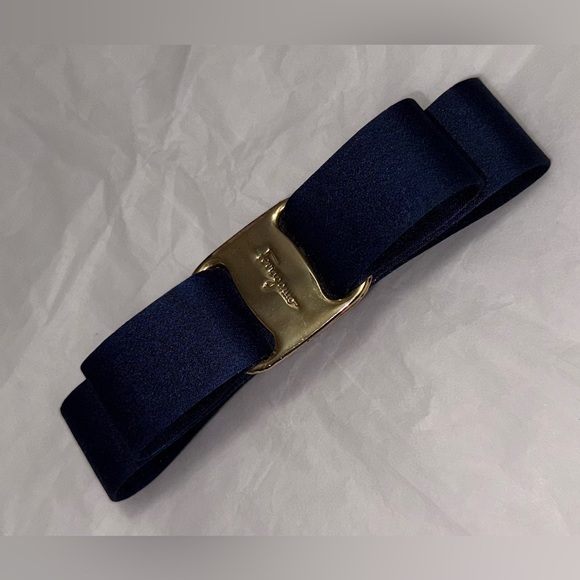 AUTHENTIC Ferragamo VINTAGE Vara Blue Bow Hair Clip Barrette main image 7